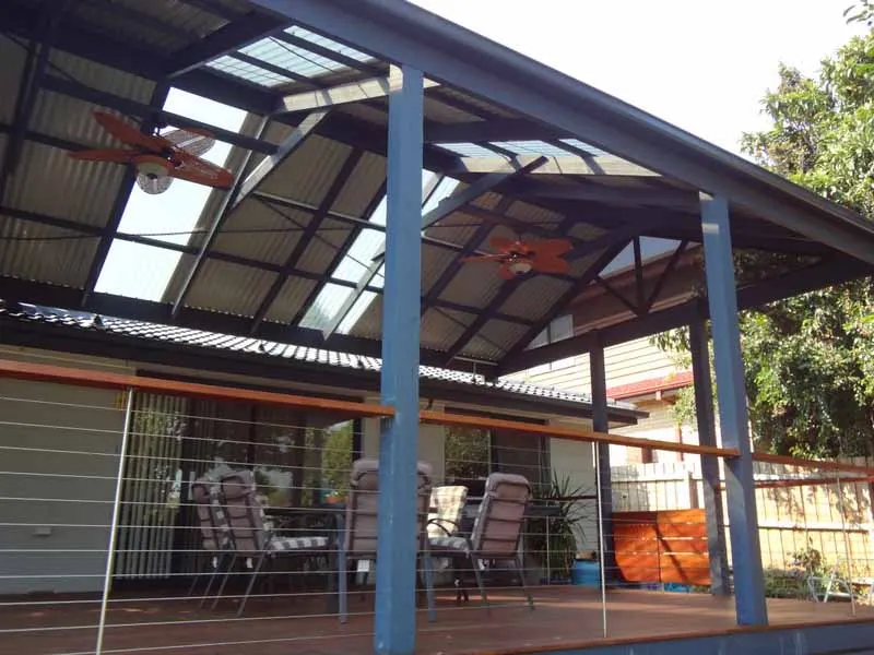 Gabled pergola over a Melbourne deck